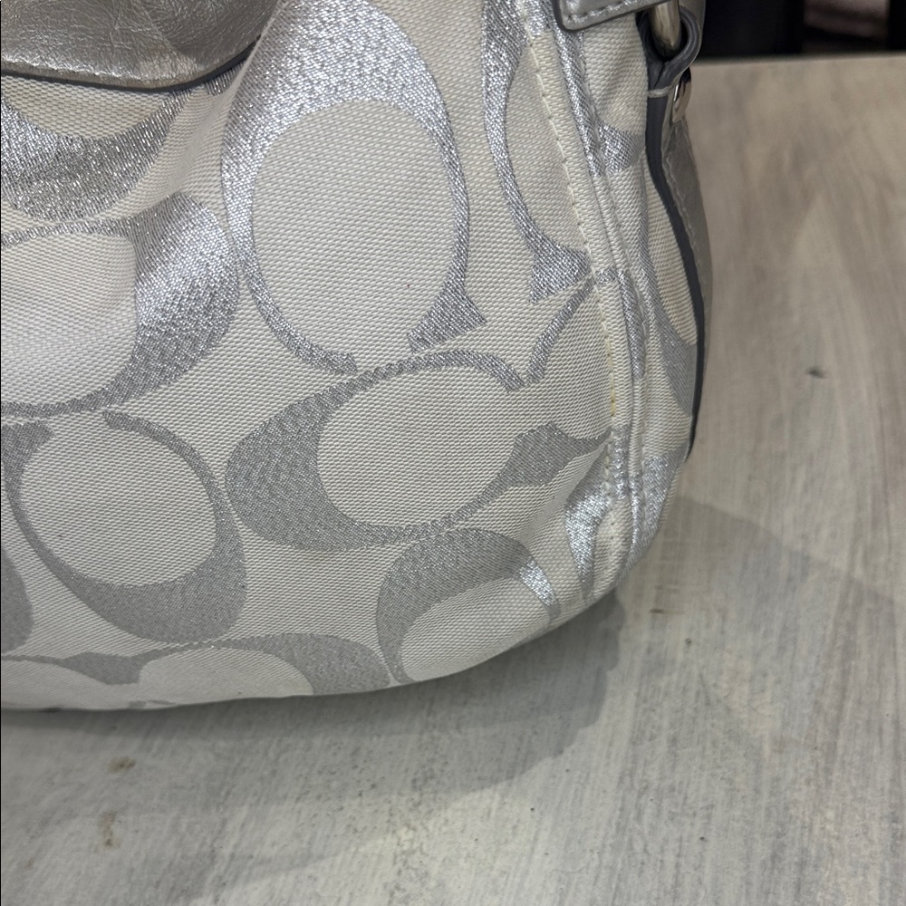 Coach Metallic Silver and Cream Shoulder Hobo Bag - Picture 7 of 16